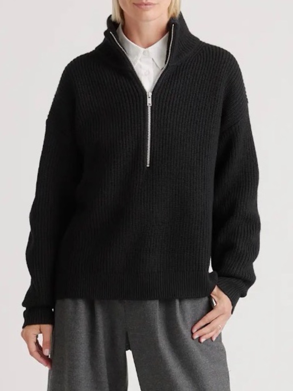 Quince $100 wool zip sweater